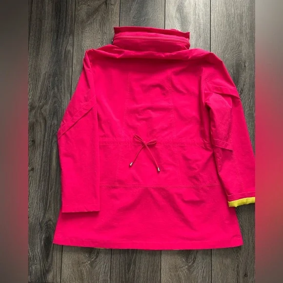 Luii for Anthropologie Fuchsia Travel Hooded Jacket Yellow Lining Size L NWOT - Picture 11 of 15